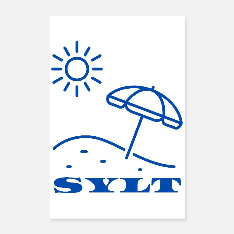 SYLT Soleil et parasol de plage Illustration Poster 40 x 60 cm