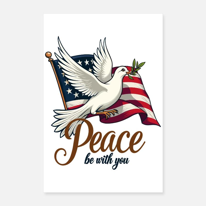 Colombe de la paix avec drapeau Poster 40 x 60 cm