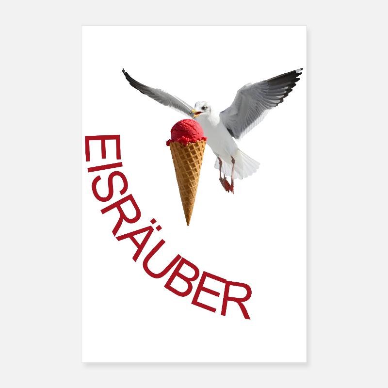 Möwe mit Eiscreme Eisräuber Poster 40x60 cm