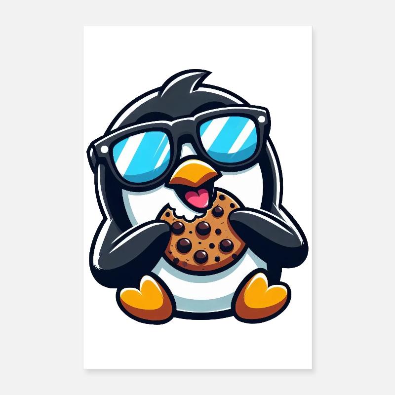 Mignon Pingouin Cookie Dessin animé Dessert Snacking Poster 40 x 60 cm