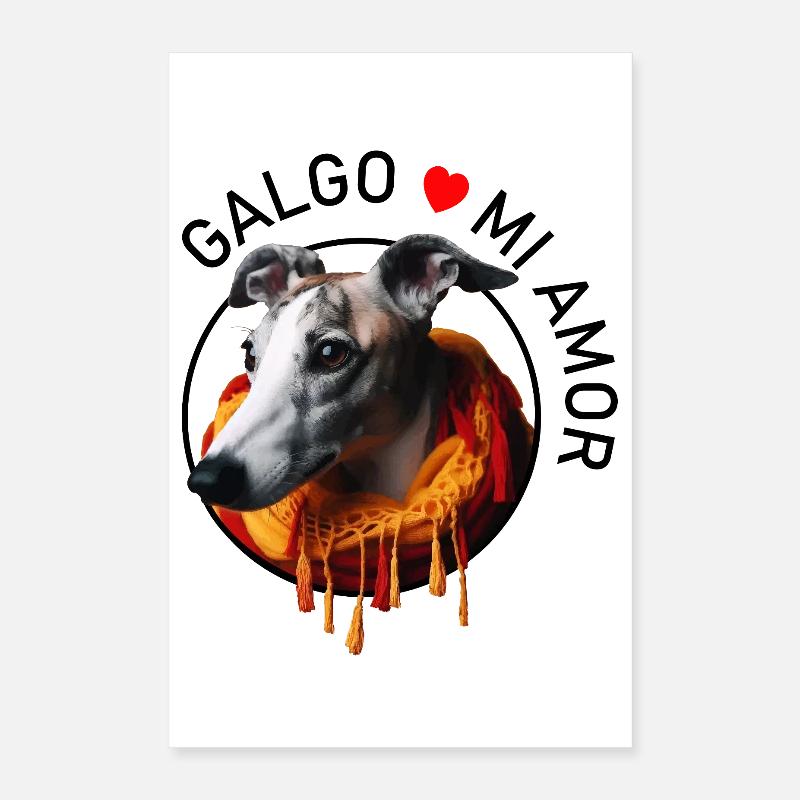 Galgo dans une écharpe chaude Poster 40 x 60 cm