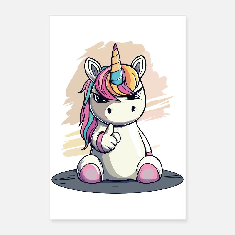 Freches Einhorn mit Zeigefinger – Cute & Cool Poster 40x60 cm