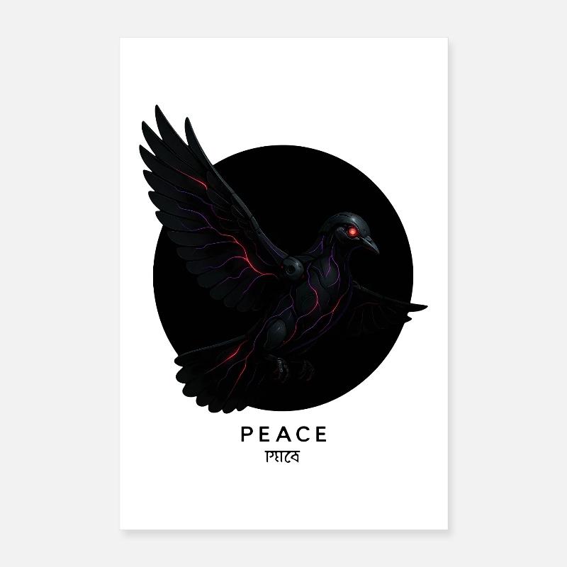 Cybercolombe de la paix – Guerre, IA et progrès Poster 40 x 60 cm