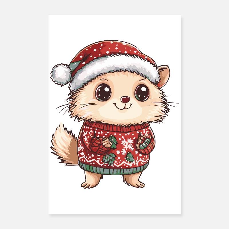 Igel Weihnachten Xmas Poster 40x60 cm