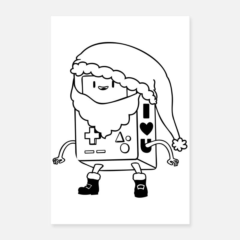 Cute Christmas Robot Lineart SVG Vector Art Poster 16" x 24" (40x60 cm)