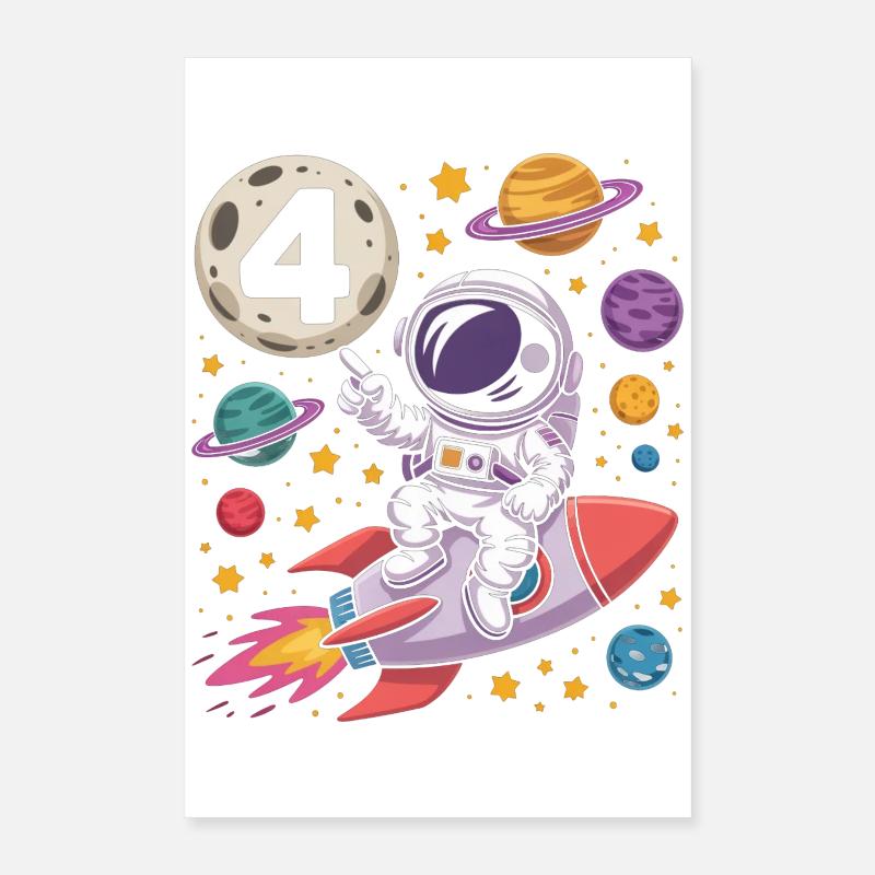 Astronaute à bord de la fusée spatiale quatre Poster 40 x 60 cm