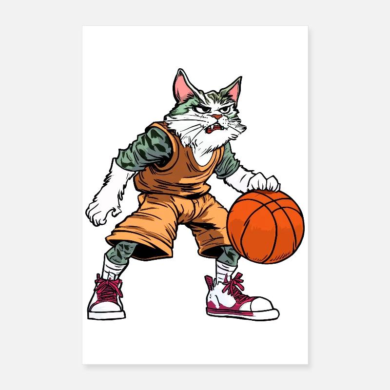Basket-ball pour chats Poster 40 x 60 cm