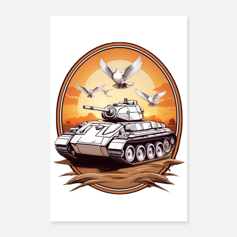 Panzer mit Friedenstauben Poster 40x60 cm