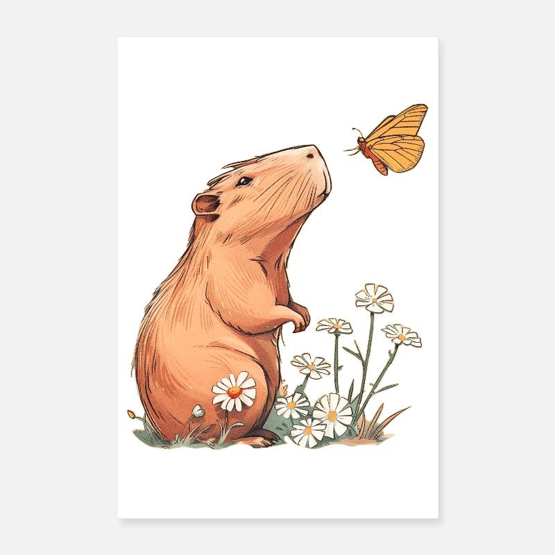 Papillon Capybara Poster 40 x 60 cm