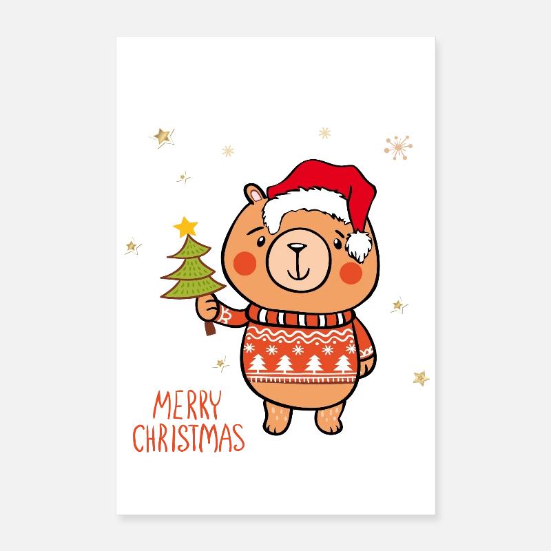 Merry Christmas Teddy Poster 16" x 24" (40x60 cm)