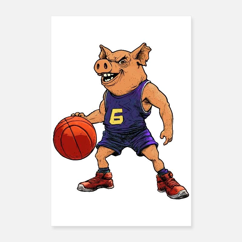 Cochon basketteur basketteur Poster 40 x 60 cm