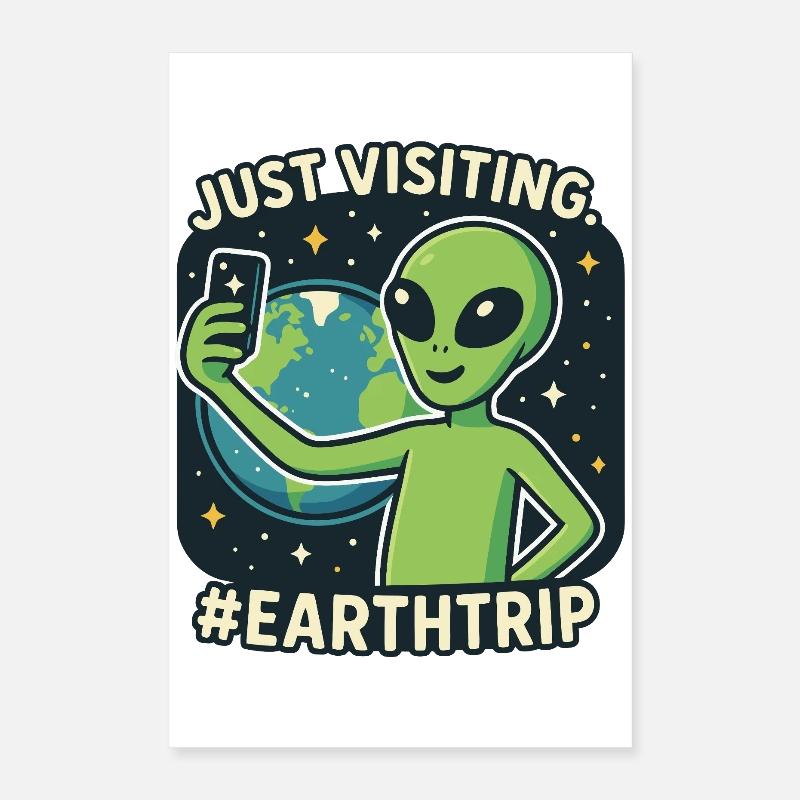 Alien Selfie with Earth Poster 16" x 24" (40x60 cm)