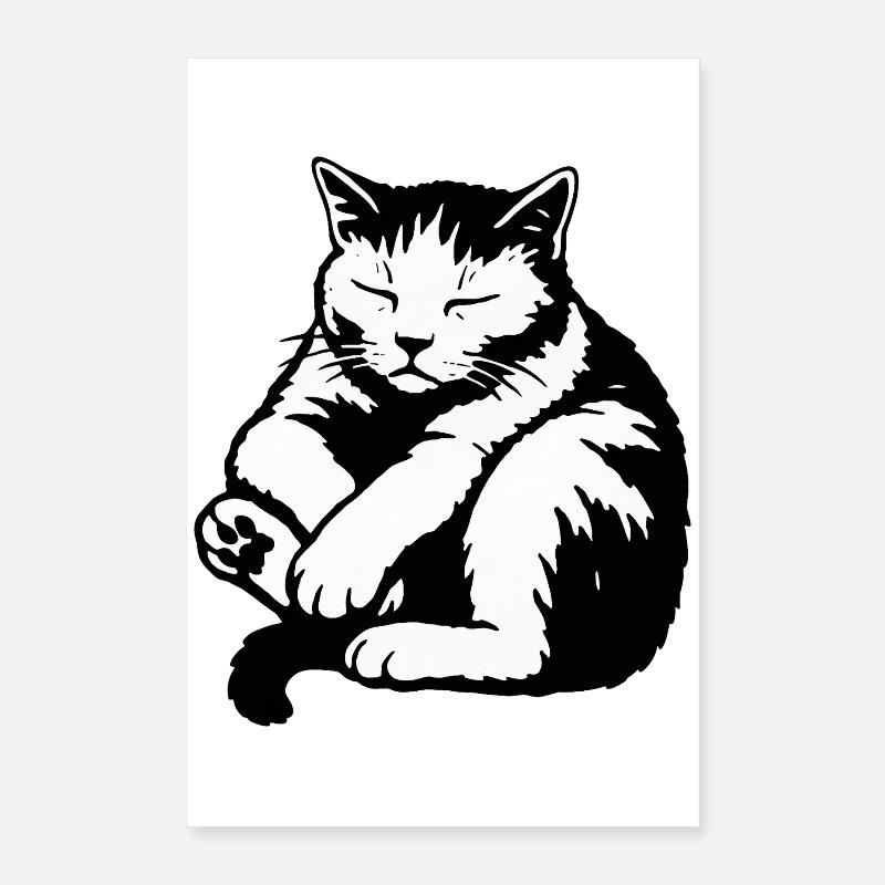Sleeping Cat Silhouette Poster 16" x 24" (40x60 cm)