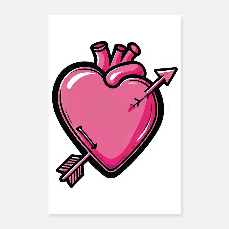 Herzpfeil Comic Pink Poster 40x60 cm