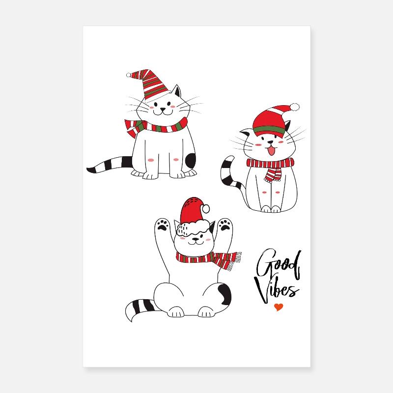Chats de Noël Joyeux Noël Poster 40 x 60 cm