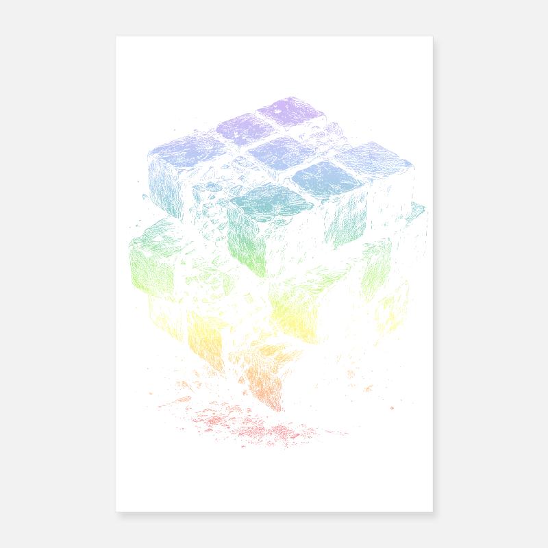 Kubus Regenbogenfarben Poster 40x60 cm