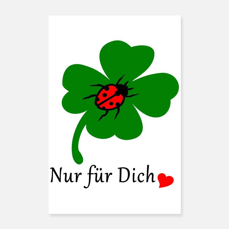 Kleeblatt mit Marienkäfer Poster 40x60 cm