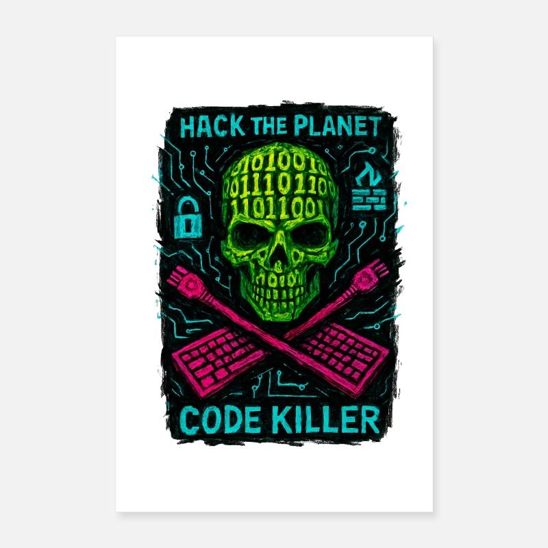Hack the Planet Code Killer - Cybersécurité Poster 40 x 60 cm