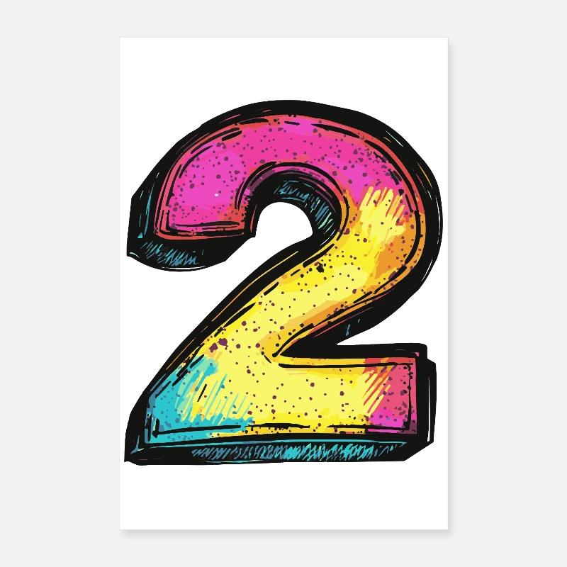 2 Nombre coloré Poster 40 x 60 cm