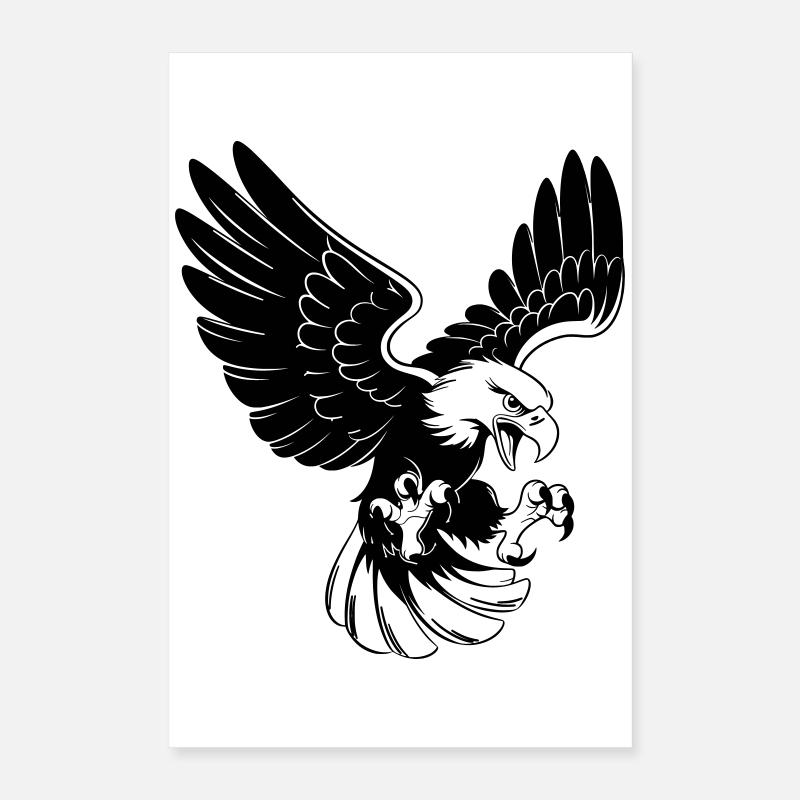 Aigle en attaque – style de tatouage Poster 40 x 60 cm