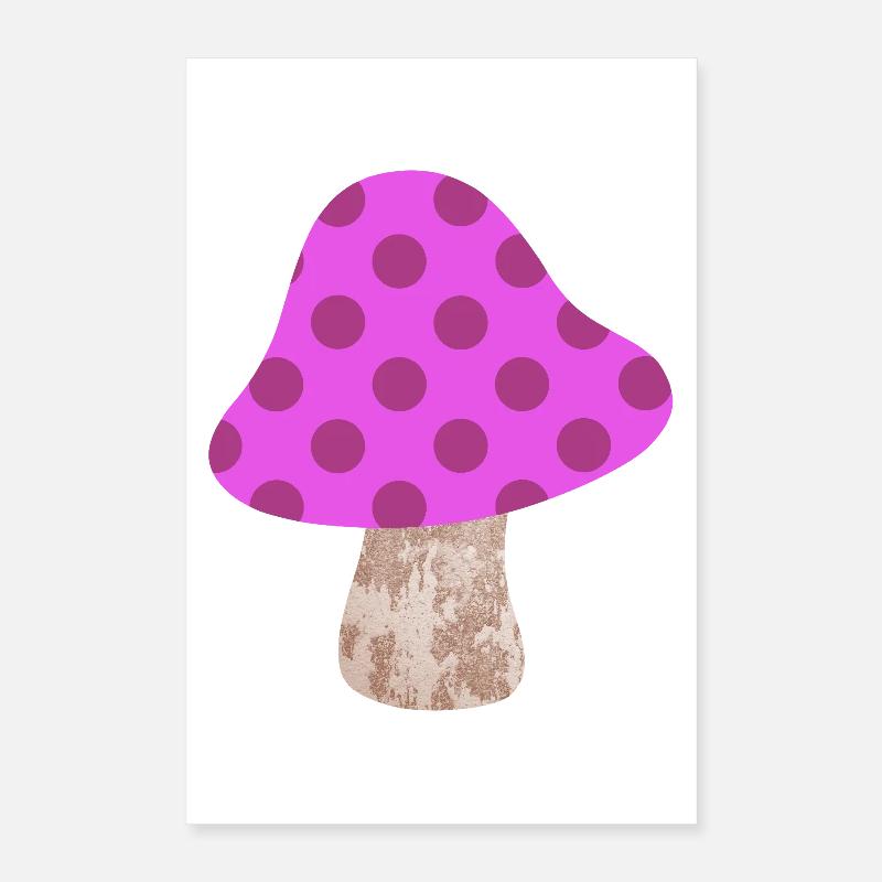 Mushroom Dots Pattern Dots Pink Nursery Happiness Poster 16" x 24" (40x60 cm)