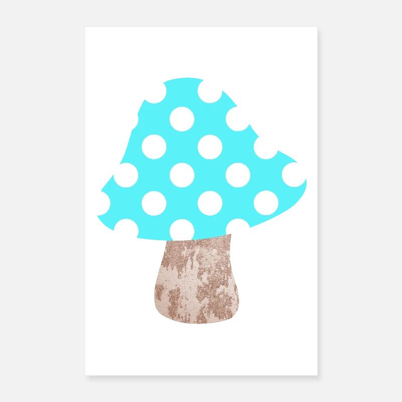 Champignons bleu clair points Points Pépinière Lucky Woodland Poster 40 x 60 cm