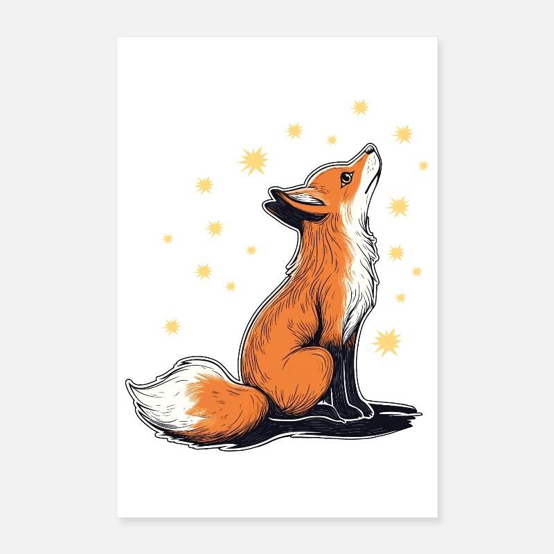 Fox and Stars Poster 16" x 24" (40x60 cm)