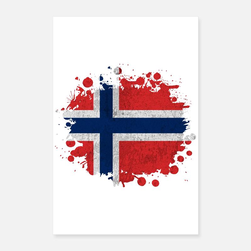 Klecks Norwegen Norwegische - Flagge Geschenk Poster 40x60 cm