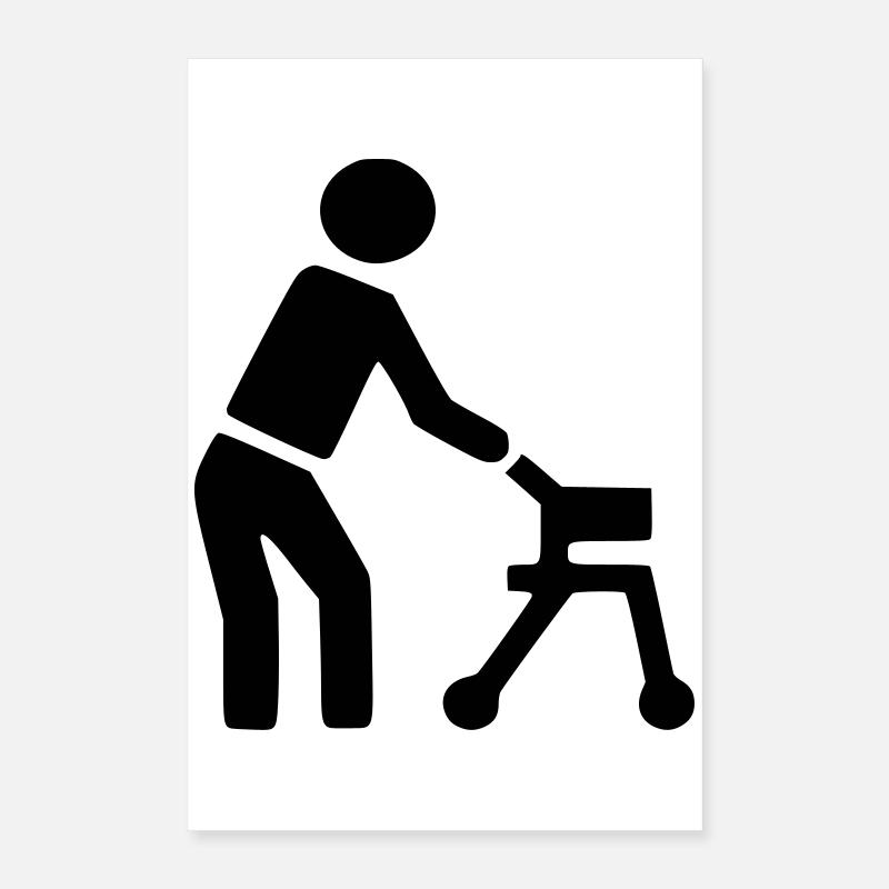 Personne handicapée derrière le déambulateur # Poster 40 x 60 cm