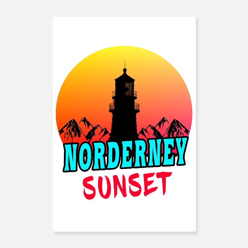 Norderney Sunset Leuchtturm Design / Geschenkidee Poster 40x60 cm