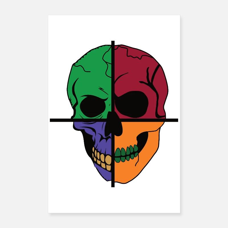 Vier geteilter Skelettschädel Poster 40x60 cm