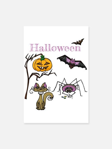 Halloween Pumpkin and Bat Design - Poster 16" x 24" (40x60 cm) - white - Front