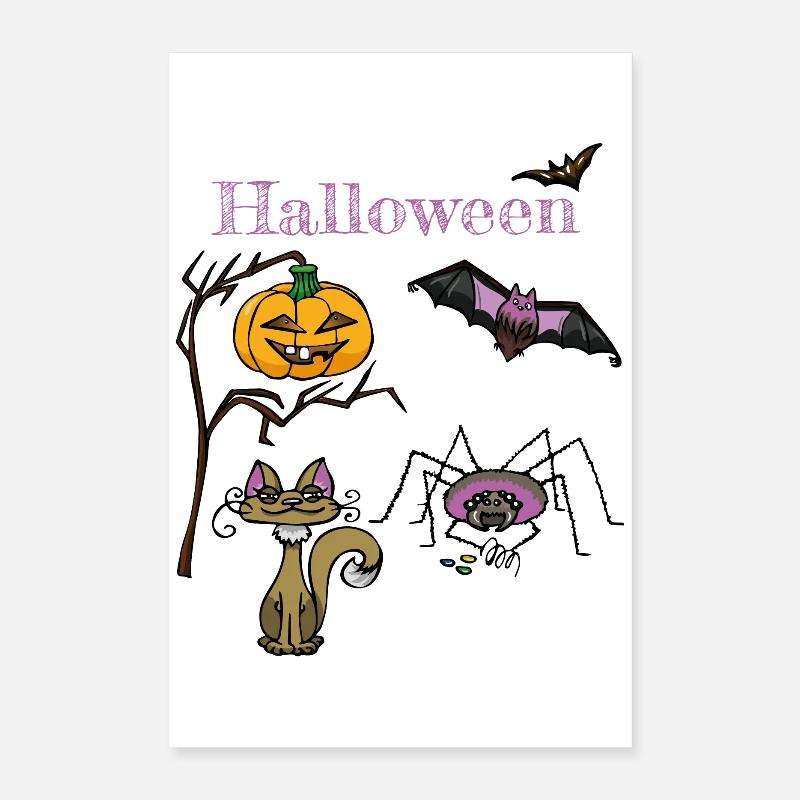 Conception de citrouille et de chauve-souris d’Halloween Poster 40 x 60 cm
