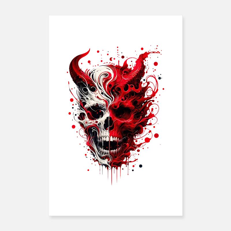 Crâne infernal Oeuvre Crâne Rencontre Diable Poster 40 x 60 cm