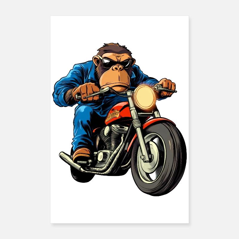 Motard Singe Poster 40 x 60 cm