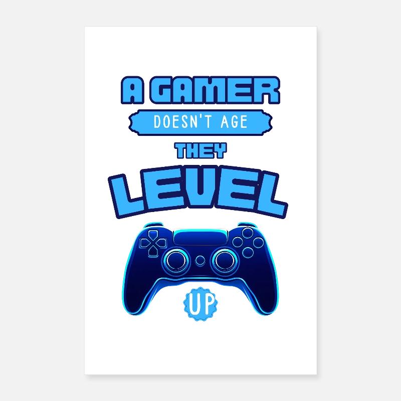 Gamer Level Up Neon-Controller Poster 40x60 cm
