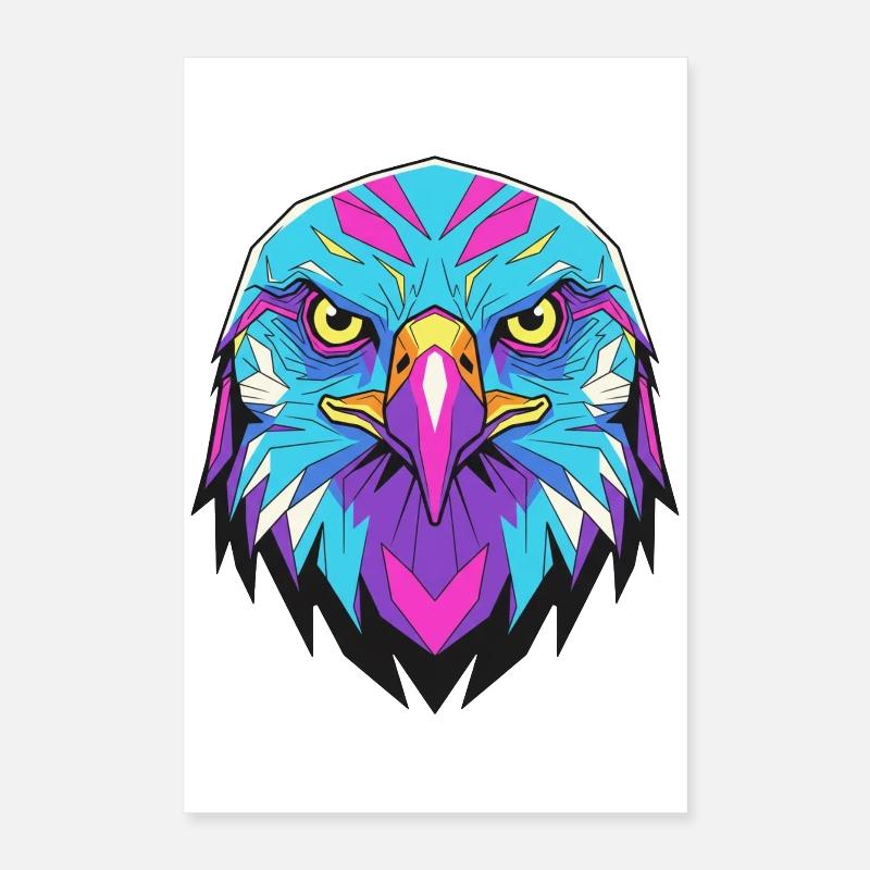 Aigle géométrique de style néon Poster 40 x 60 cm