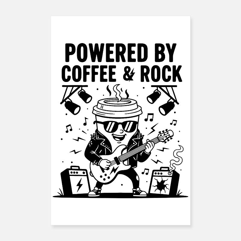 Café et énergie de guitare rock Poster 40 x 60 cm
