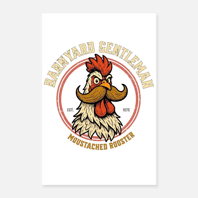 The Mustached Rooster Poster 40x60 cm
