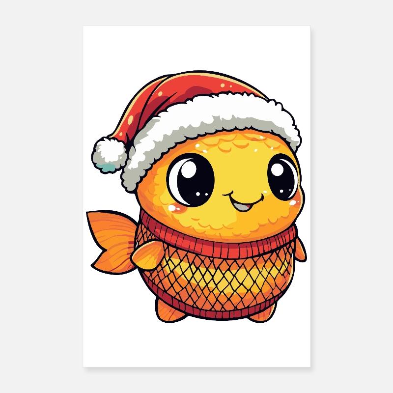 Noël du poisson rouge Poster 40 x 60 cm