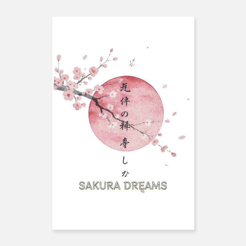 Sakura Dreams Sort de Lune Poster 40 x 60 cm