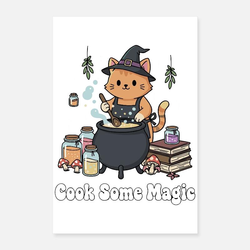 Cat wizard at the cauldron Poster 16" x 24" (40x60 cm)