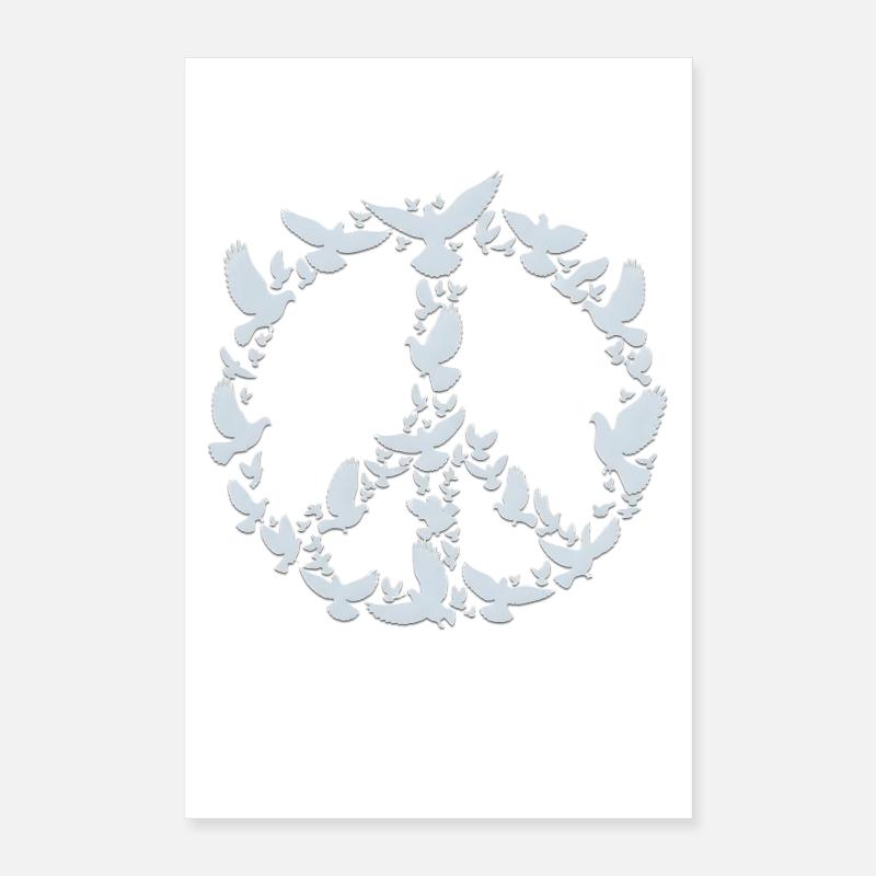 Friedenstauben im Peace Symbol Design Poster 40x60 cm
