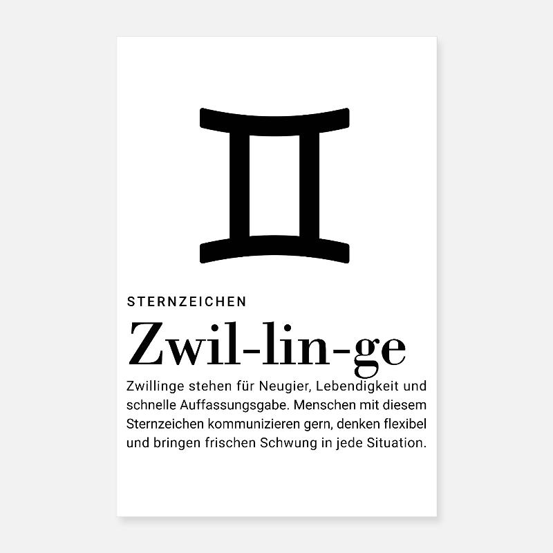 Sternzeichen Zwillinge  Poster 40x60 cm