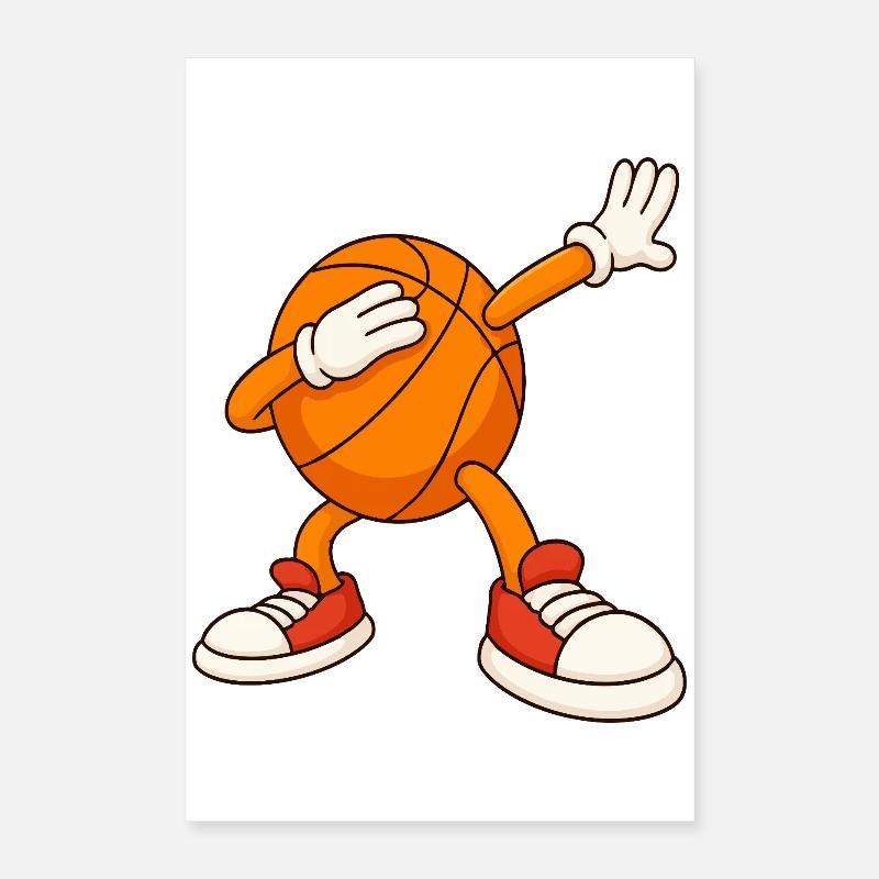 Mascotte de basket-ball couvrant le visage Poster 40 x 60 cm