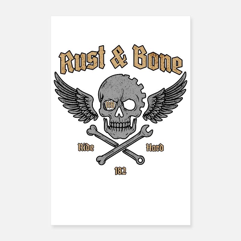 Rust Bone Motorrad Skull Wing Design Poster 40x60 cm