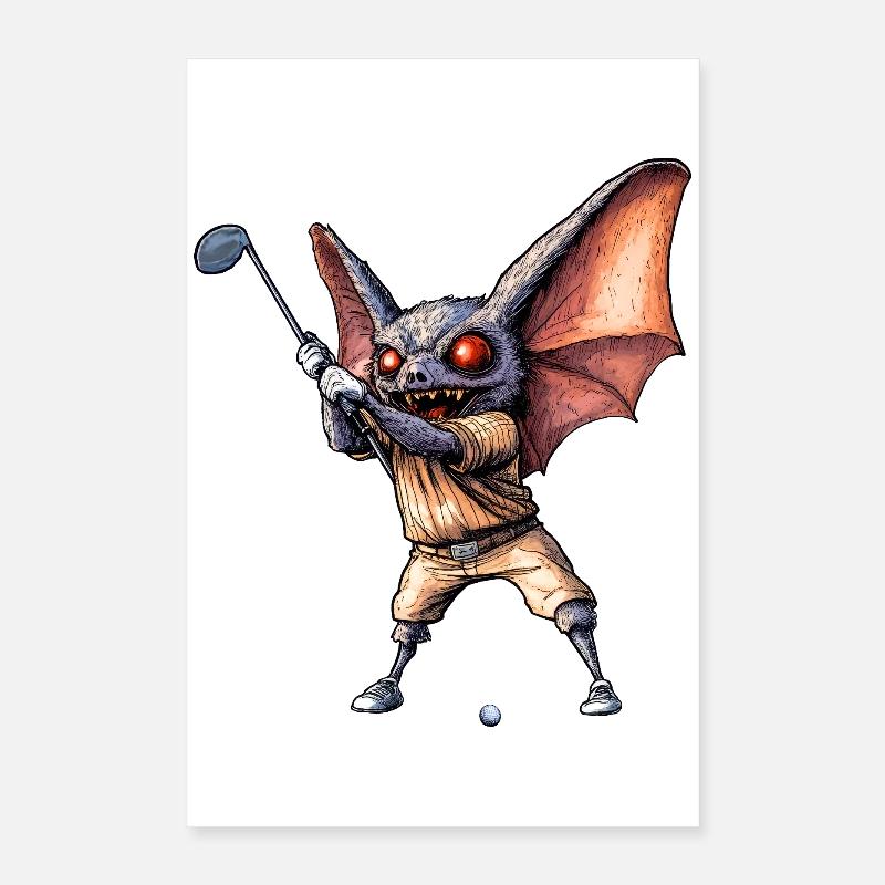 Bats Golf / Golfeur Bat Poster 40 x 60 cm
