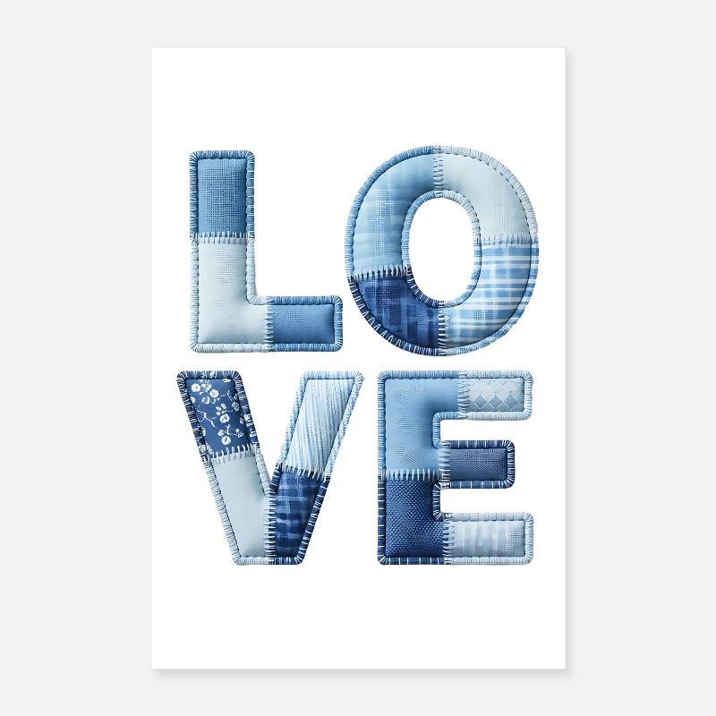 Love Moderne Patchwork Kunst Poster 40x60 cm