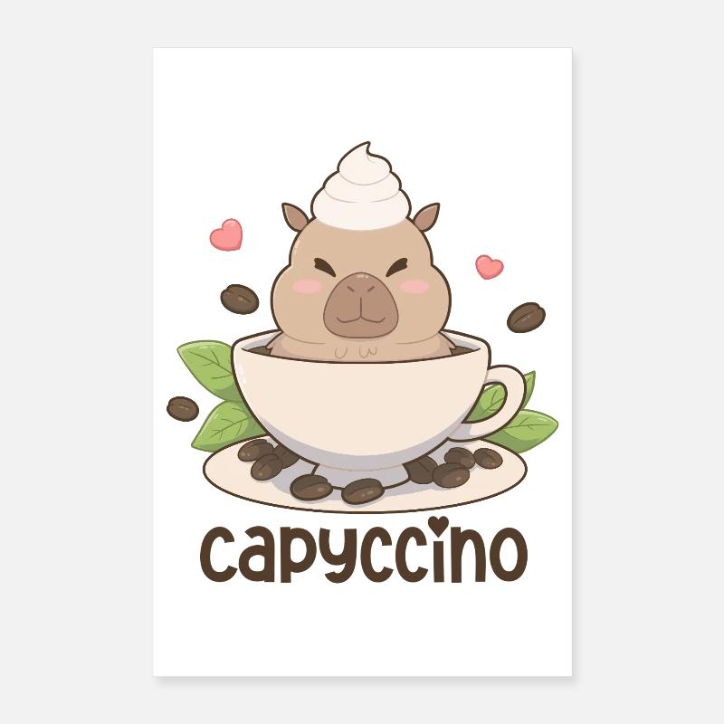 Capyccino Capybara Coffee Motif Poster 16" x 24" (40x60 cm)