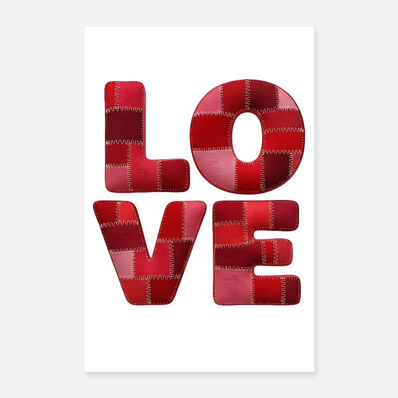 Lettrage d’amour en patchwork Poster 40 x 60 cm